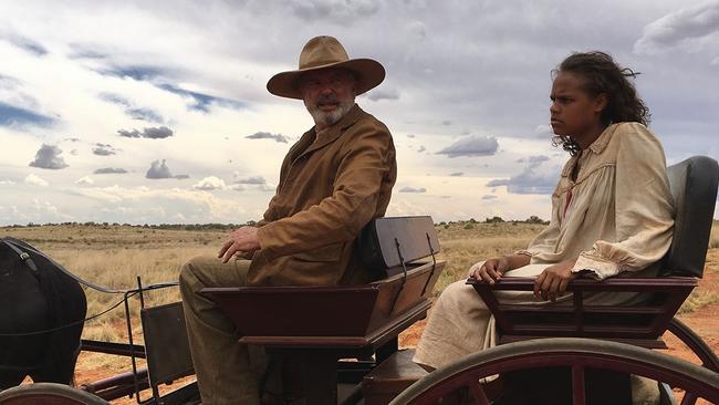 Sam Neill as landowner Fred Smith with Shanika Cole as Lucy in a scene from Thornton’s 2017 film Sweet Country.
