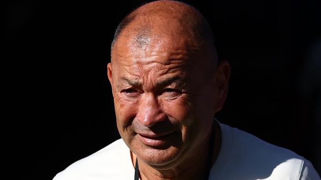 LYON, FRANCE - SEPTEMBER 23: Head Coach, Eddie Jones looks on during the Australia captain's run ahead of their Rugby World Cup France 2023 match against Wales at Parc Olympique on September 23, 2023 in Lyon, France. (Photo by Chris Hyde/Getty Images)