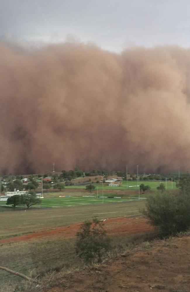 Social media images Parkes being swallowed by the dust storm. Picture: Instagram