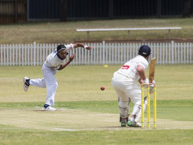 Sebastian Knoll bowls for Northern Brothers Diggers against Highfields-Railways in A grade Toowoomba Cricket round four at Rockville Oval, Saturday, February 20, 2021. Picture: Kevin Farmer