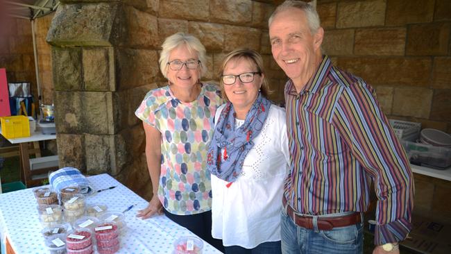 ALL SMILES: Mary Young, Michelle Wixted and Scott Young at one of the 22 stalls at the Warwick Uniting Church Spring Fair in 2018. Picture: Gerard Walsh