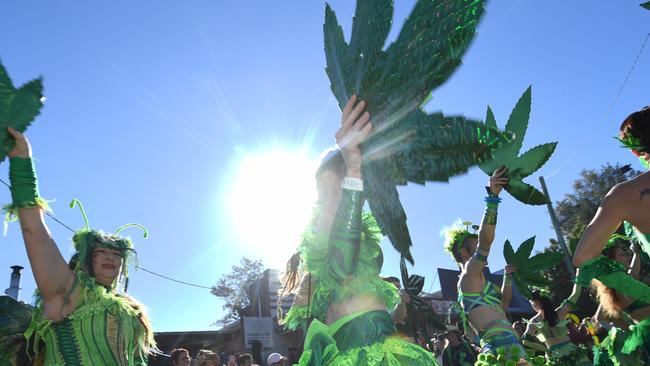 The MardiGrass 2019 march down the main street of Nimbin.