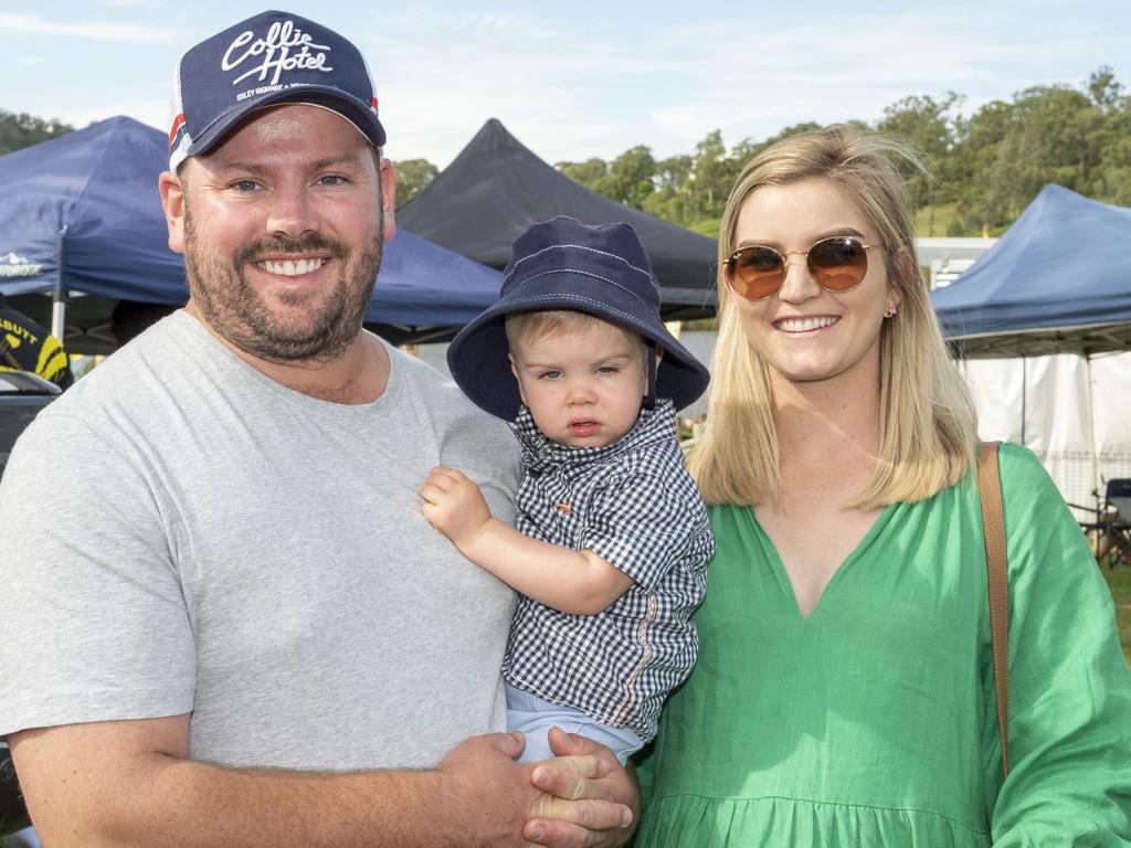 (from left) Tom, Parker and Lena Mason at the Toowoomba Royal Show. Saturday, March 26, 2022. Picture: Nev Madsen.