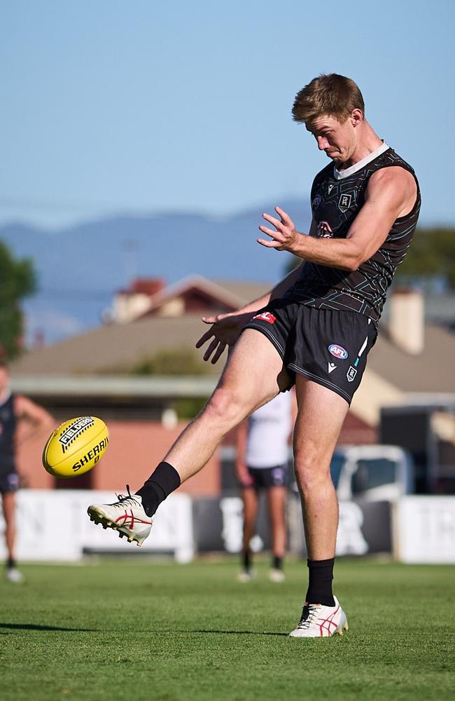 Todd Marshall in action at Alberton Oval on Friday. Picture: Matt Loxton