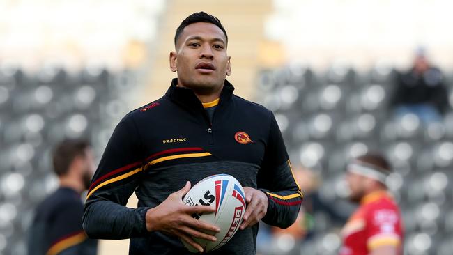 Israel Folau during his stint at Catalan Dragons kept his head down and mouth shut Picture: Getty Images