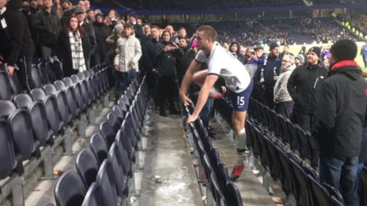 Eric Dier climbed through the crowd to confront a Spurs fan.