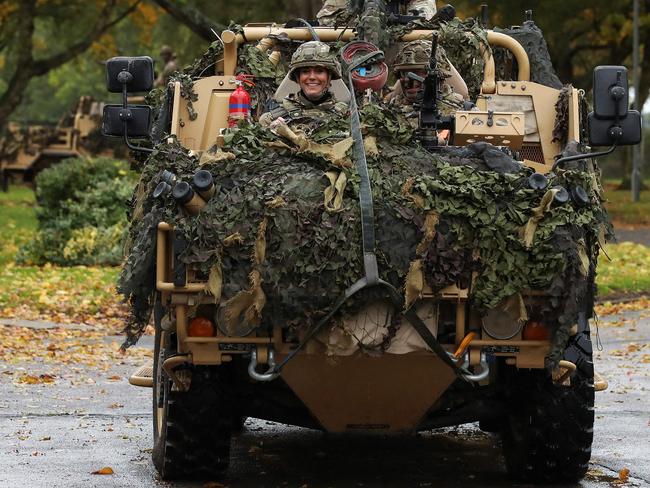 Catherine went behind the wheel of a Jackal 2 high mobility weapons platform. Picture: AFP