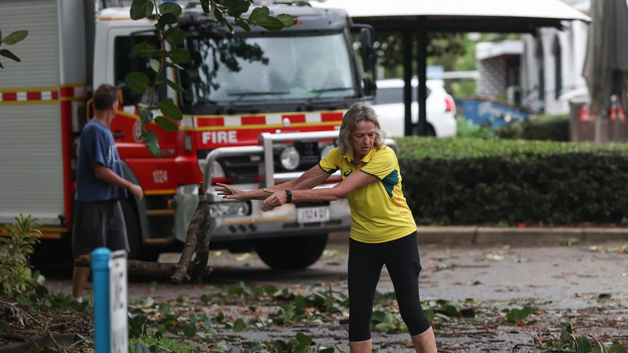 Townsville locals woke early to inspect the damage along The Strand left from TC Kirrily that hit overnight. Picture: Adam Head