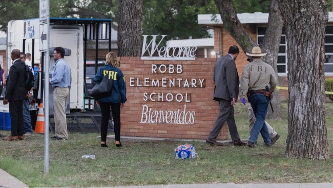 Law enforcement agencies outside the school. Picture: Jordan Vonderhaar/Getty Images