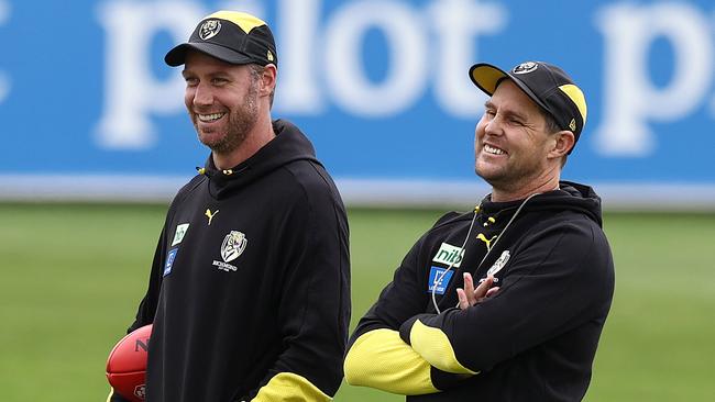 Former Essendon coach Ben Rutten and ex-Carlton coach David Teague. Picture: Michael Klein