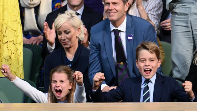 Celebrating a point at Wimbledon with Princess Charlotte. Picture: WireImage