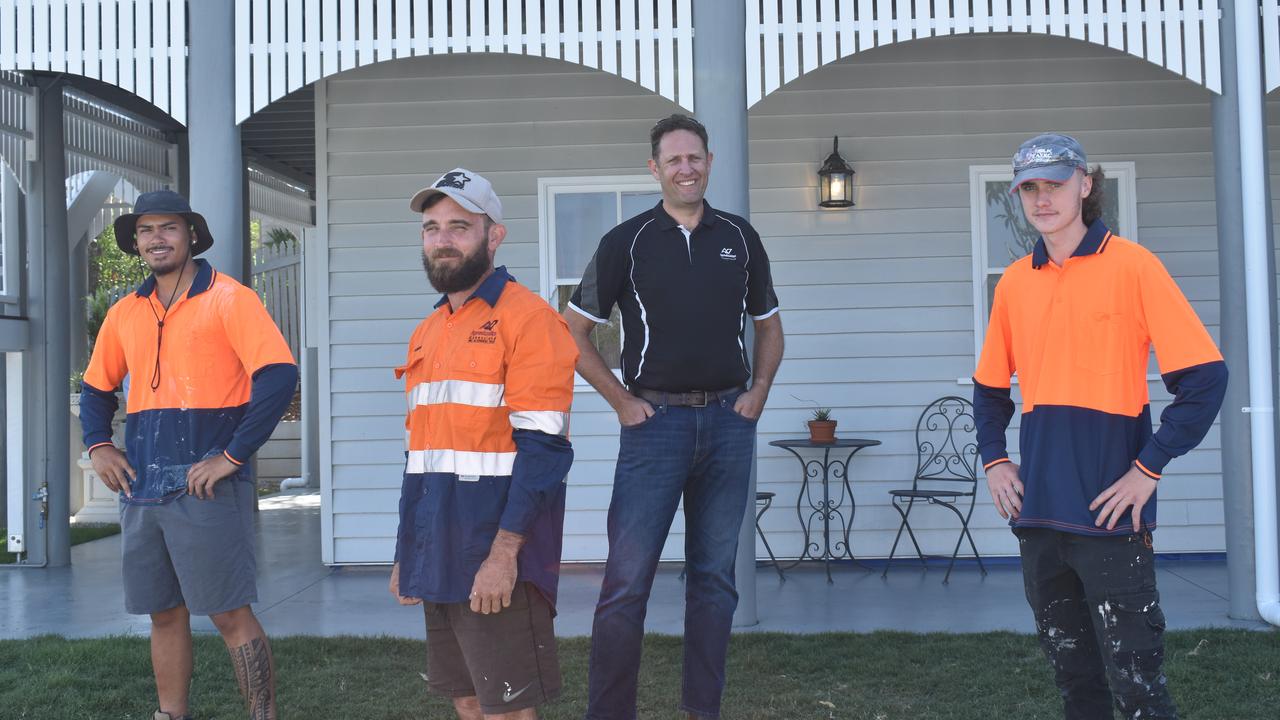 Apprentice Rimoni Losipo, supervisor Clint Halliday, Apprenticeships Queensland general manager Paul Hillberg and apprentice Finn Wilson.