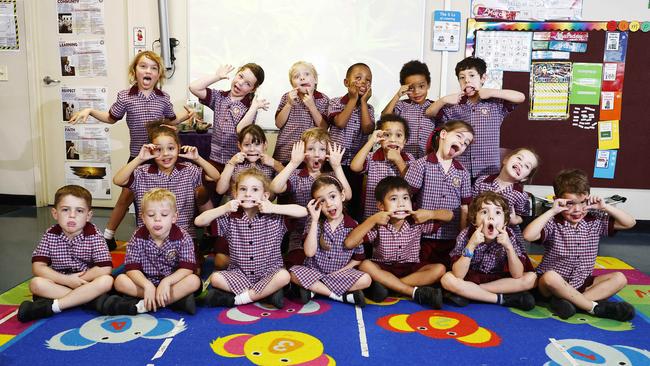 My First Year 2023: St Michael's School Prep class A pull funny faces. Picture: Brendan Radke