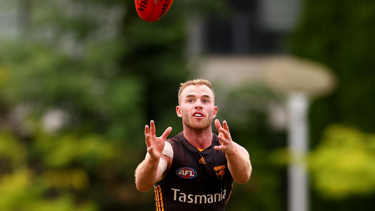 Tom Mitchell didn’t have a huge influence in Hawthorn’s Round 1 win. Picture: Jonathan DiMaggio/Getty Images