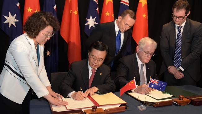 Australia signed a free-trade agreement with China in 2015 under former Prime Minister Tony Abbott.