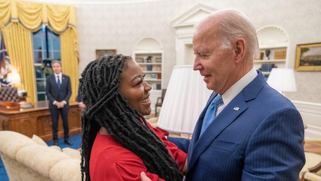 Britney Grinner spouse's Cherelle Griner with Joe Biden at the White House on December 8.