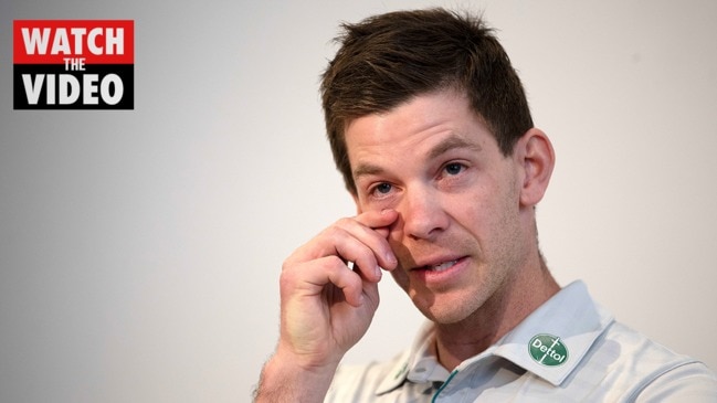 An emotional Tim Paine resigns