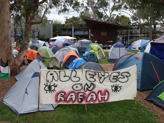 MELBOURNE, AUSTRALIA - MAY 14 2024Monash Uni encampment - Pro Palestine protestors at the Monash Uni Pro Palestine encampment.Picture: Brendan Beckett