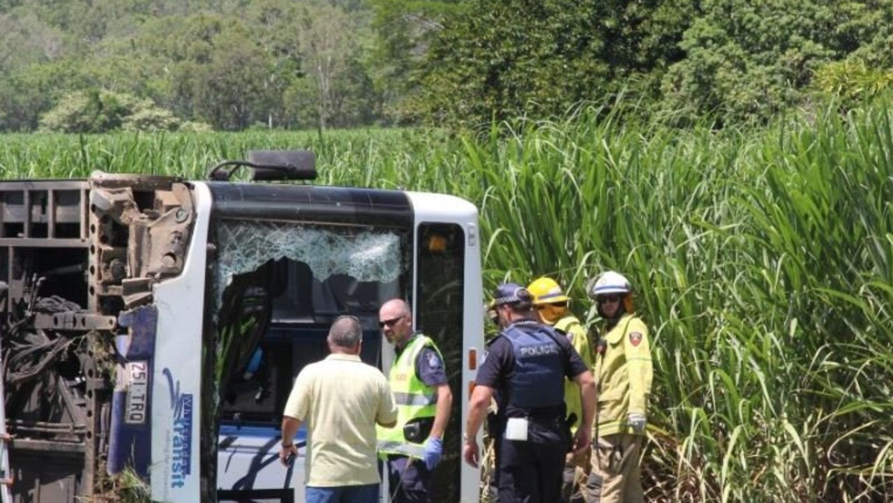 Fatal bus crash at Cannon Valley near Airlie Beach.