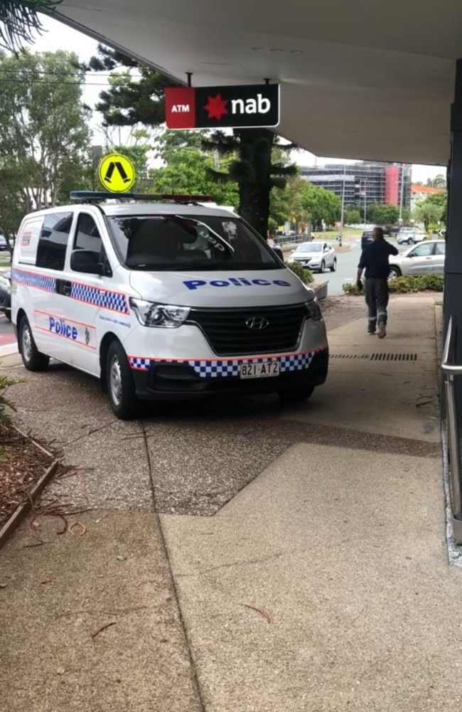 Police were called after a bank robbery at NAB on Griffith St in Coolangatta around 12pm on Tuesday. Photo: Les Graue