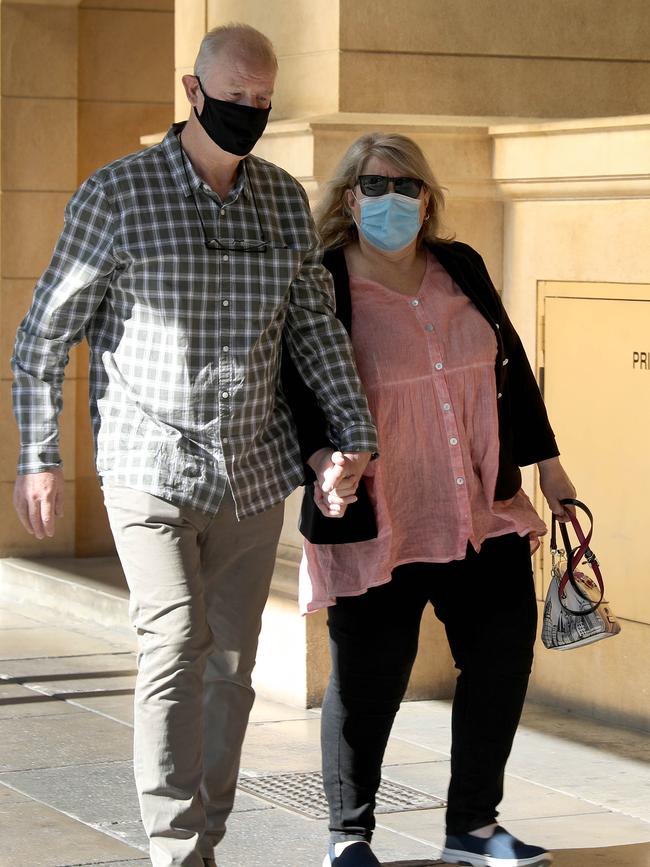 Glenda Ivy Burgess outside court at an earlier hearing with her husband Mark. Picture: NCA NewsWire / Dean Martin