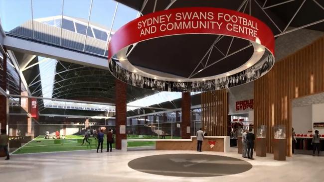 An artist's impression of the new Sydney Swans headquarters at Moore Park's Royal Hall of Industries. Picture: Supplied