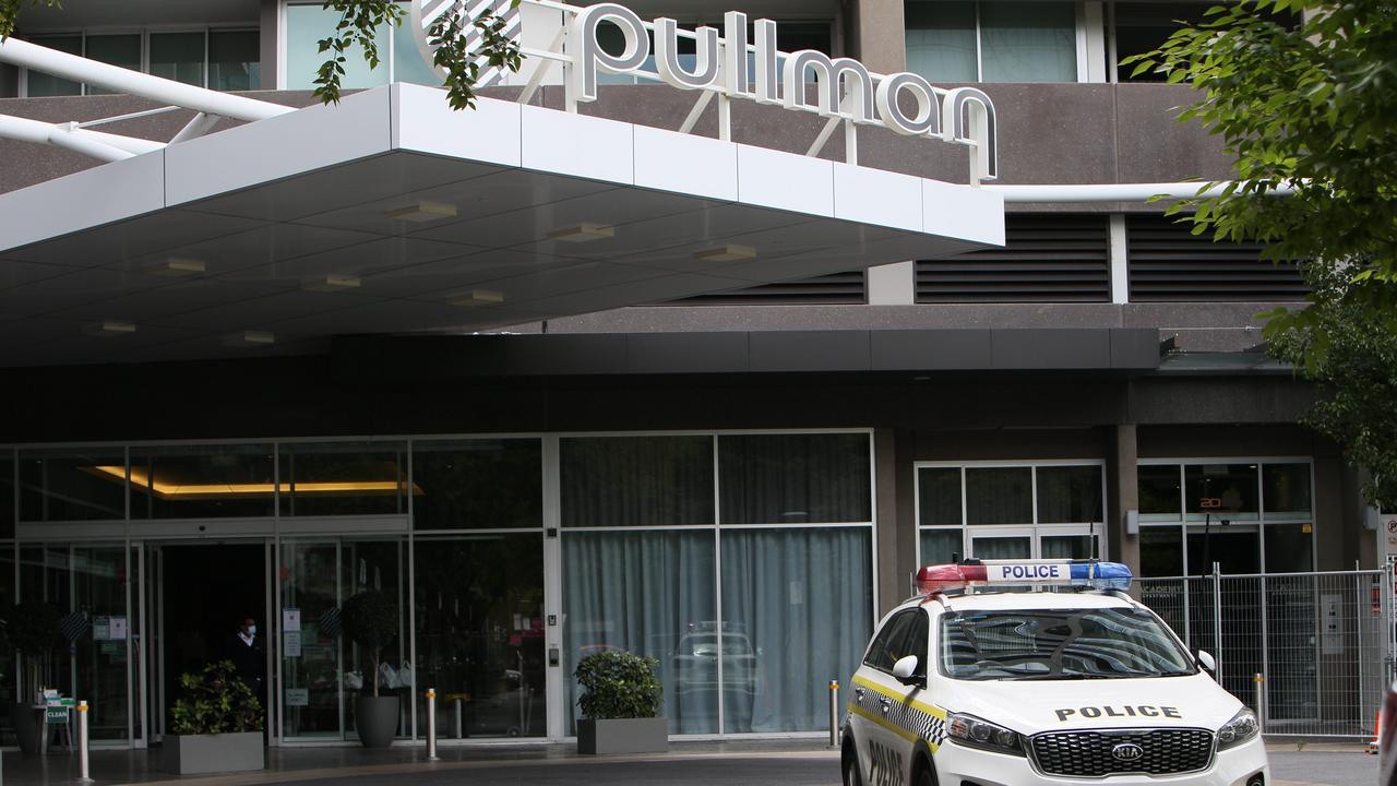 Nearly 100 private security guards have been dismissed or stood down from medi-hotels in South Australia, according to figures released by the state’s opposition. Picture: Emma Brasier.