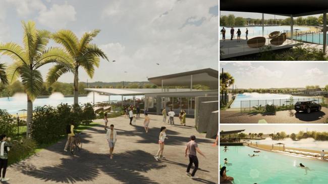 A surf park with American Wave Machine's technology has been proposed for the Moby Vic service station at Glass House Mountains.