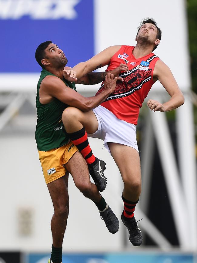St Mary's won against the Tiwi Bombers in Round 3 of the NTFL Men's Premier League. Picture: Felicity Elliott/AFLNT Media