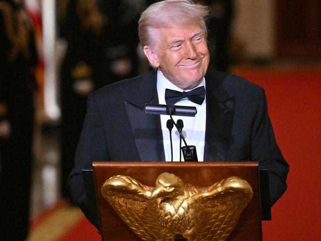 US President Donald Trump addresses the National Governors Association Evening Dinner and Reception in the East Room of the White House in Washington, DC, on February 22, 2025. (Photo by ROBERTO SCHMIDT / AFP)