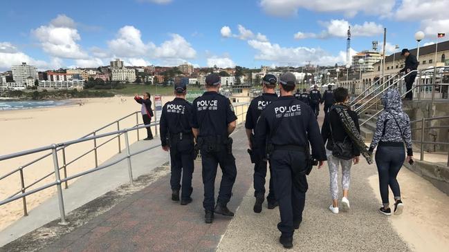 Police on Bondi Beach after Mr Hunt’s bones were found. Pic: Shaya Laughlin