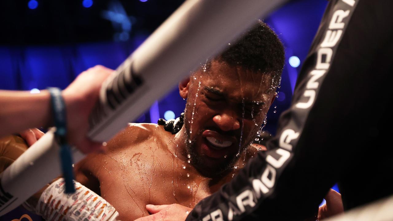 Anthony Joshua cuts a dejected figure. (Photo by Julian Finney/Getty Images)