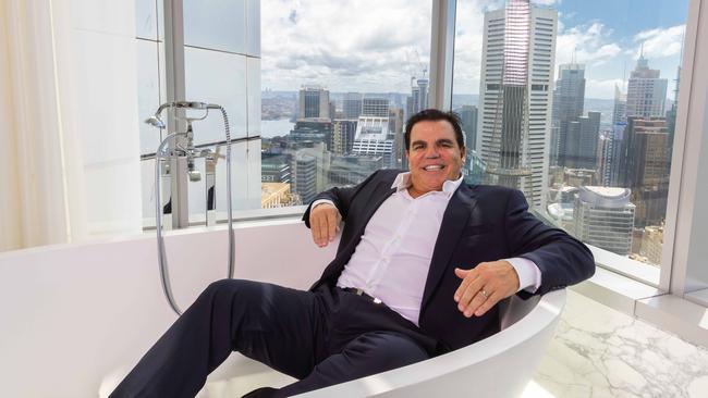 Ian Malouf in his record breaking $60 million apartment in Sydney. Picture: Ryan Osland