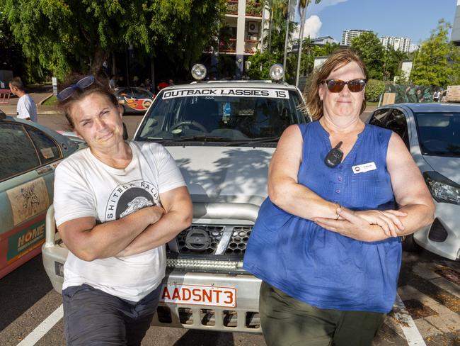 From Bridgetown, Michelle Wright and Katheryn Holland's vehicle unfortunately died along the trip but was given a ute to drive over the finish line. They paid $1500 for their shitbox which died. Picture: Floss Adams.