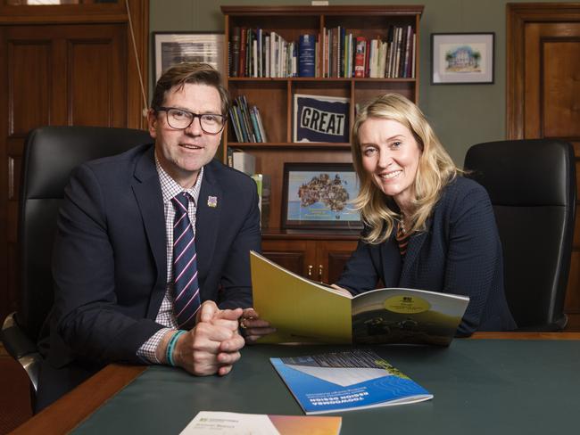 Toowoomba Regional Council Mayor Geoff McDonald and Deputy Mayor Rebecca Vonhoff discuss council under their leadership, Thursday, August 10, 2023. Picture: Kevin Farmer