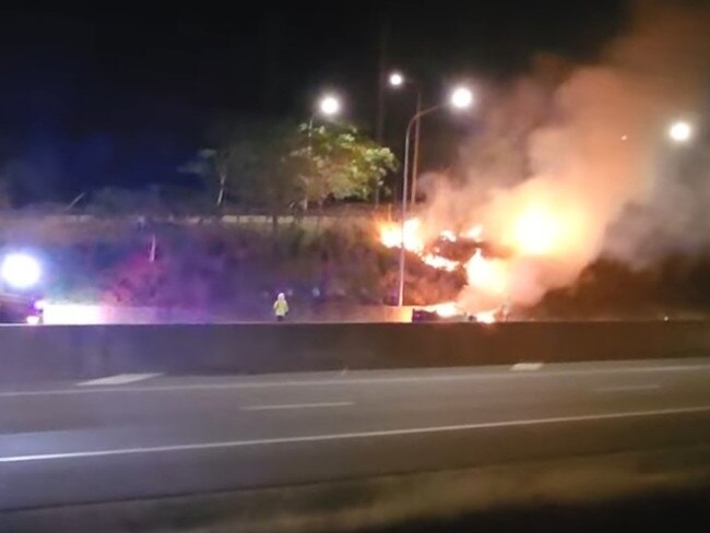 Emergency services were called to a vehicle fire in Douglas early Sunday morning. Picture: Facebook