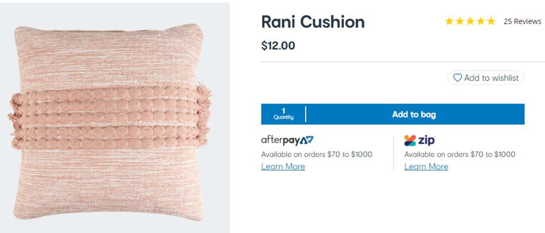 She also styled the sofas with soft pink cushions. Picture: Kmart