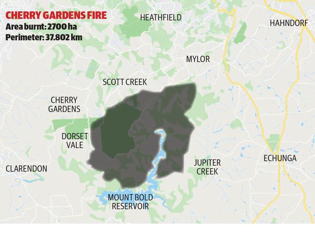 The Cherry Gardens fire map.