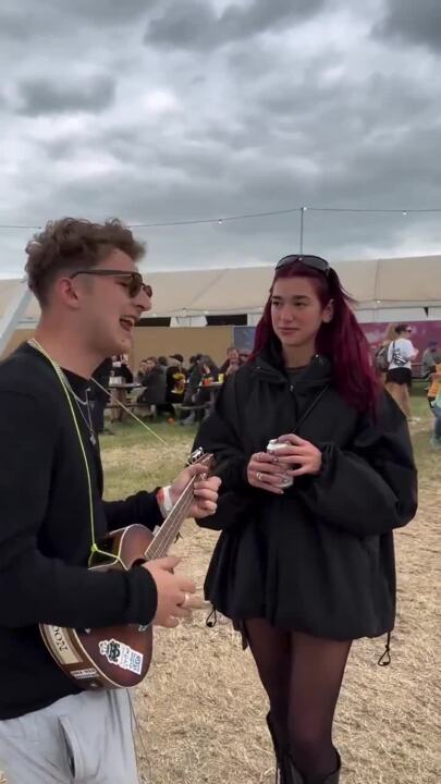 Dua Lipa’s awkward interaction with a busker at Glastonbury