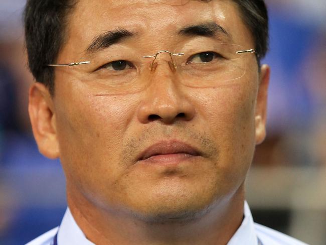 SAITAMA, JAPAN - SEPTEMBER 02: North Korea team head coach Yun Jong-Su looks on prior to the 2014 FIFA World Cup Brazil Asian 3rd Qualifier match between Japan and North Korea at Saitama Stadium on September 2, 2011 in Saitama, Japan. (Photo by Kiyoshi Ota/Getty Images)