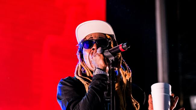 Lil Wayne performs at the rap-focused Jumanji Festival at the Melbourne Showgrounds last night. Picture: Ben Symons.