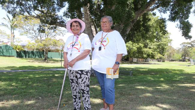 VOICEREF23 The Voice Referendum. Aunty Joyce Summers and daughter Estelle Weeks. 14 October 2023 Gold Coast Picture by Richard Gosling