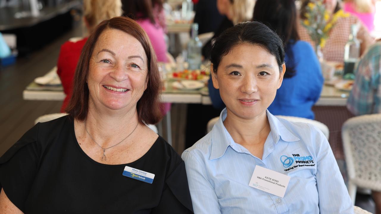 Mart Creasy and Katie Bond at the Gold Coast Women in Tourism Breakfast at Southport Yacht Club for Gold Coast at Large. Picture: Portia Large