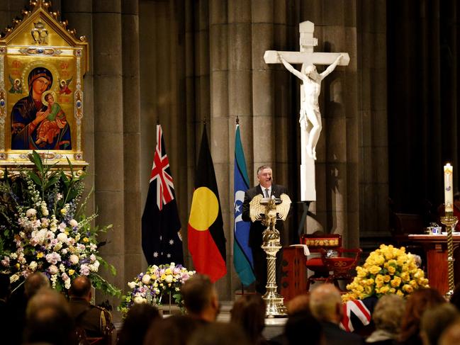 Eddie McGuire delivers the eulogy. Picture: Getty