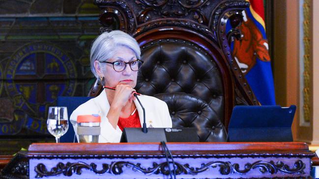 Lord Mayor Sandy Verschoor during an Adelaide City Council meeting. Picture: Brenton Edwards