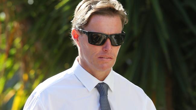 Currumbin Surf Lifesaving member James Borthwick walking in to Southport court to face sentencing for making child exploitation material. Picture: Glenn Hampson