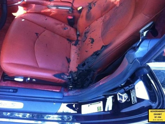 Damage to Kid Cudi's car outside his Los Angeles home. Picture: US Federal Court Southern District of New York