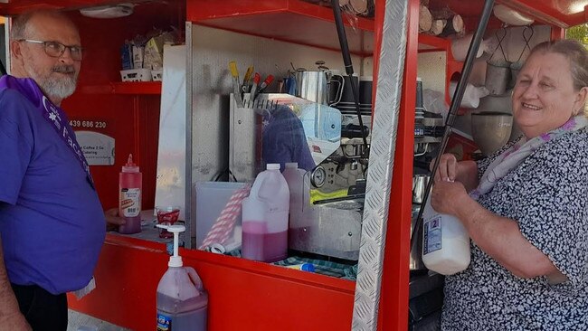 Alan and Pat Eagleson have attended the Relay for Life for 12 years in their Mon-Dee coffee van, with proceeds donated to the Cancer Council.