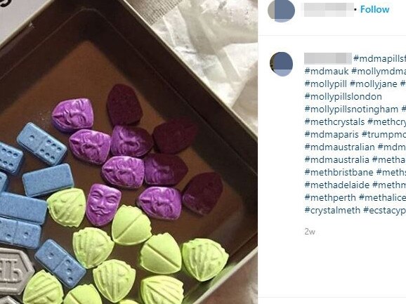 An Instagram page posting “molly” or MDMA for sale. Picture: Instagram