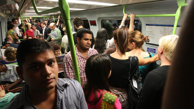 A crowded Melbourne train.